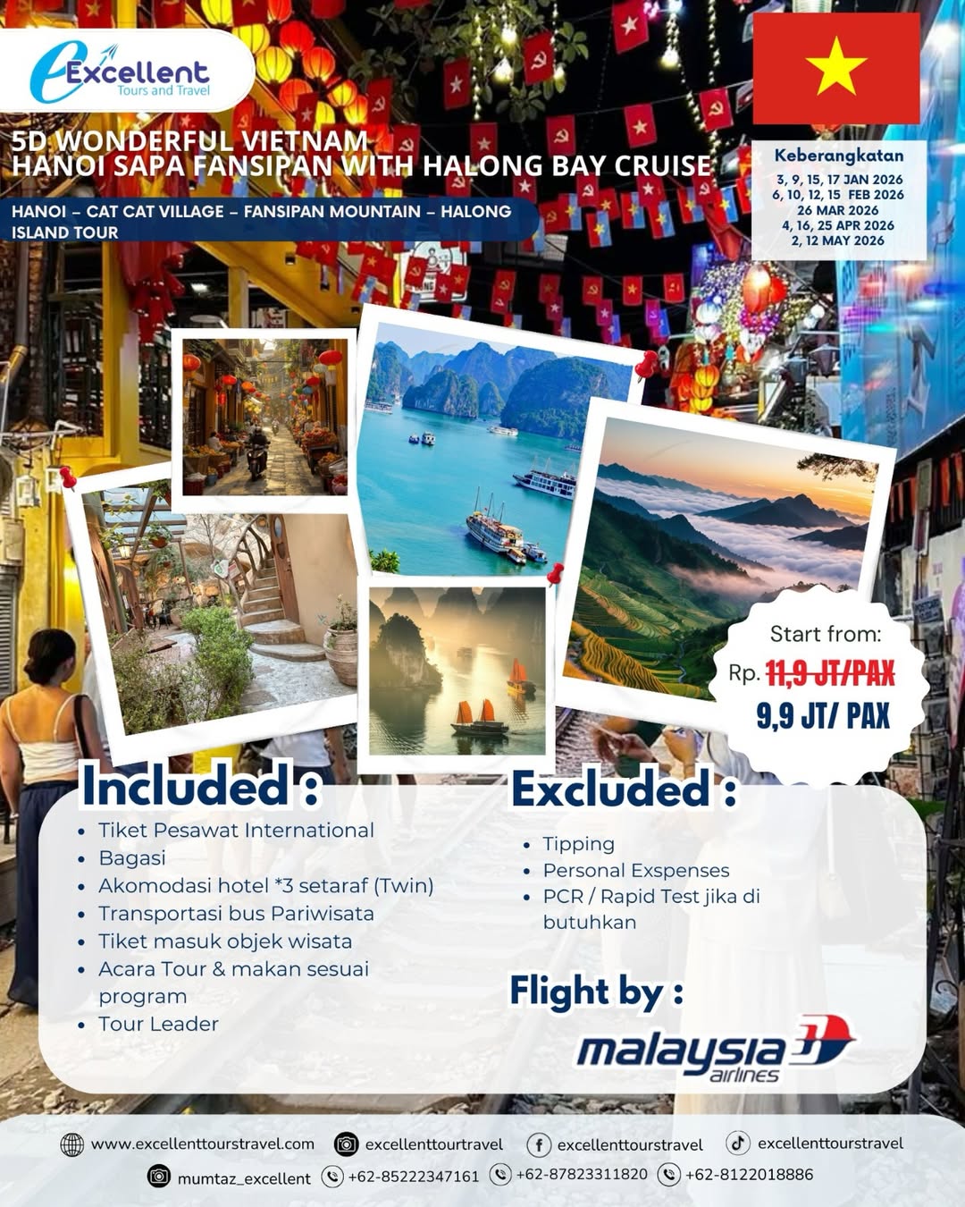 Rasakan pesona Vietnam yang tak terlupakan!Mulai dari jalanan klasik Hanoi, pemandangan alam Cat (1)